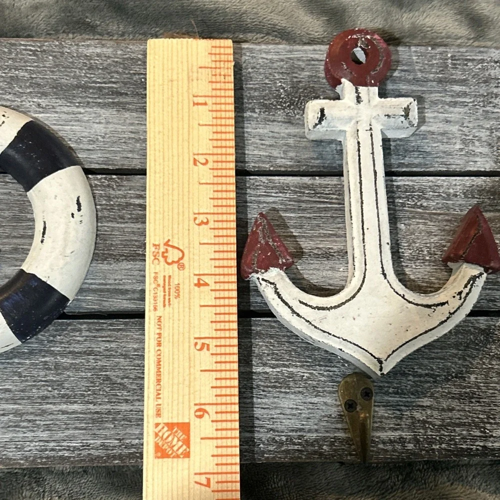 WALL MOUNTABLE NAUTICAL BEACH SAILING SEA THEMED CLOTHES‎ HANGER RACK 3 PRONGED